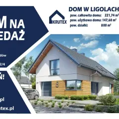 Nowoczesny dom jednorodzinny z garażem, rzuty kondygnacji i dane kontaktowe.