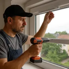 Fachowiec montuje nawiewniki okienne, co wpływa na koszt instalacji.