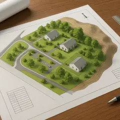 Projekt osiedla z trzema domami. Planowanie, ile kosztuje budowa bloku, wymaga analizy takich projektów.