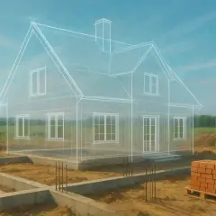 Projekt domu weselnego w budowie. Fundamenty, zbrojenie, rusztowania i paleta cegieł. Zastanawiasz się, ile kosztuje budowa domu weselnego?