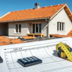 Planowanie dachu: kalkulator, miarka i schemat z danymi o ile dachówek na m2.